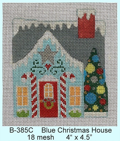 click here to view larger image of Blue Christmas House (hand painted canvases)