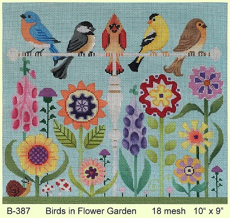 click here to view larger image of Birds In Flower Garden (hand painted canvases)