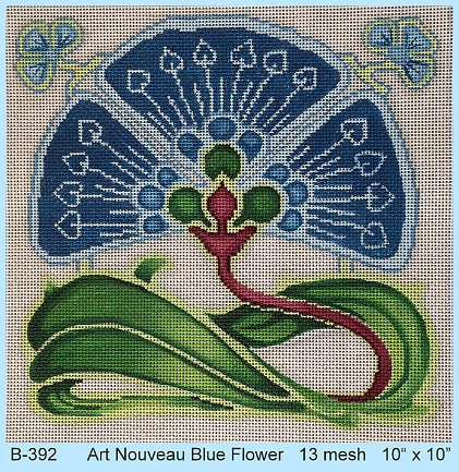 click here to view larger image of Art Nouveau Blue Flower (hand painted canvases)