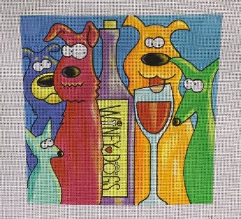 click here to view larger image of Winey Dogs (hand painted canvases)
