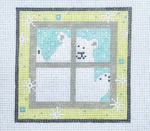 click here to view larger image of Polar Bear in Window (hand painted canvases)