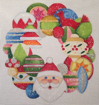 click here to view larger image of Santa Wreath (hand painted canvases)