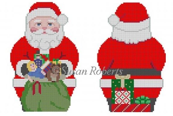 click here to view larger image of Santa w/Toy Bag (2 sided) (hand painted canvases)