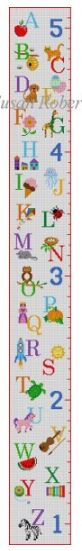 click here to view larger image of Alphabet Sampler Growth Chart (hand painted canvases)