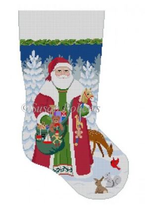 click here to view larger image of Woodland Santa Stocking (hand painted canvases)