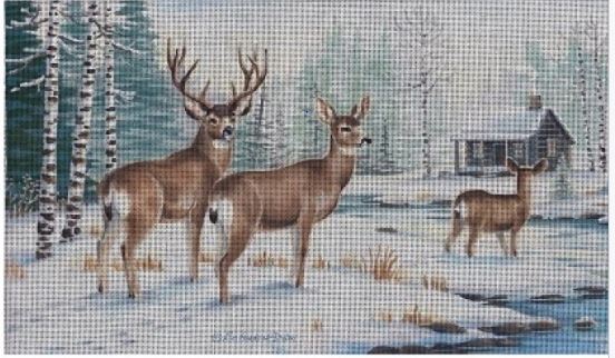 click here to view larger image of Winter Riverbed Deer  (hand painted canvases)