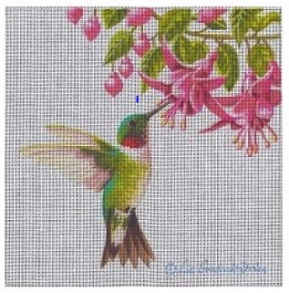click here to view larger image of Hummingbird in Fuchsia (hand painted canvases)