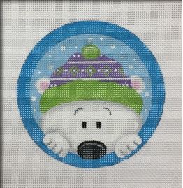click here to view larger image of Peeking Polar Bear Ornament (hand painted canvases)