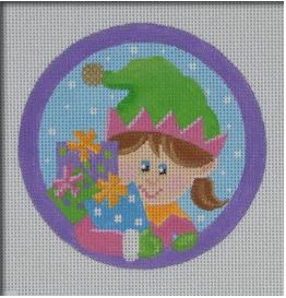 click here to view larger image of Girl Elf Ornament (hand painted canvases)