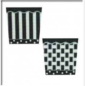 click here to view larger image of Black / White / Silver Basket (4 sides) (hand painted canvases)
