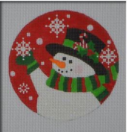 click here to view larger image of Candy Cane Snowman Ornament (printed canvas)