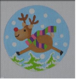 click here to view larger image of Flying Reindeer Ornament (hand painted canvases)