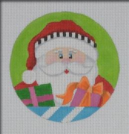 click here to view larger image of Present Santa Ornament (hand painted canvases)