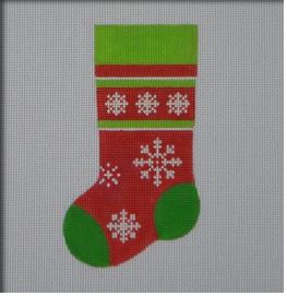 click here to view larger image of Snowflake Mini Stocking (hand painted canvases)