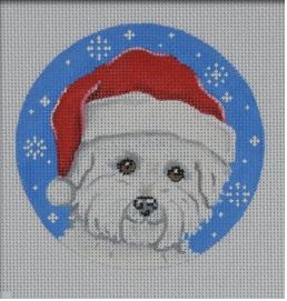 click here to view larger image of Bichon Santa Ornament (hand painted canvases)