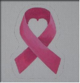 click here to view larger image of Pink Heart Ribbon Ornament (printed canvas)