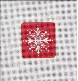 click here to view larger image of Framed Snowflake Ornament - Red (hand painted canvases)