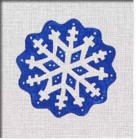 click here to view larger image of Scalloped Snowflake Ornament - Blue/Silver (hand painted canvases)
