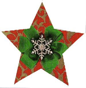click here to view larger image of Red and Gold Bling Star (hand painted canvases)