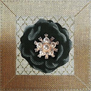 click here to view larger image of Black Flower Bling (hand painted canvases)