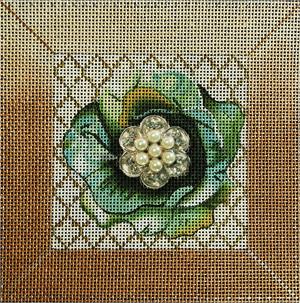 click here to view larger image of Green Bling Flower (hand painted canvases)