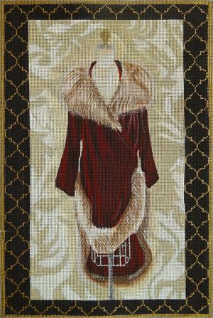 click here to view larger image of Burgundy Velvet Evening Coat (hand painted canvases)