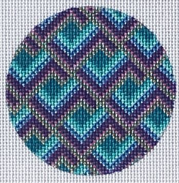 click here to view larger image of Bargello Round Ornament (hand painted canvases)