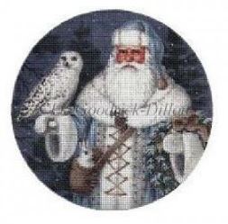 click here to view larger image of Blue Arctic Santa w/Arctic Owl - 18ct (hand painted canvases)