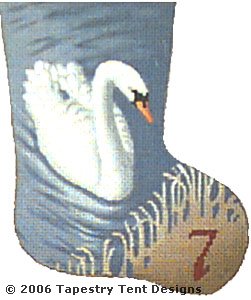 click here to view larger image of Swan - Day 7 Mini Stocking (hand painted canvases)