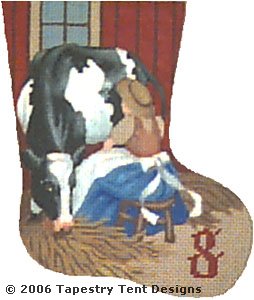 click here to view larger image of Maids Milking - Day 8 Mini Stocking (hand painted canvases)
