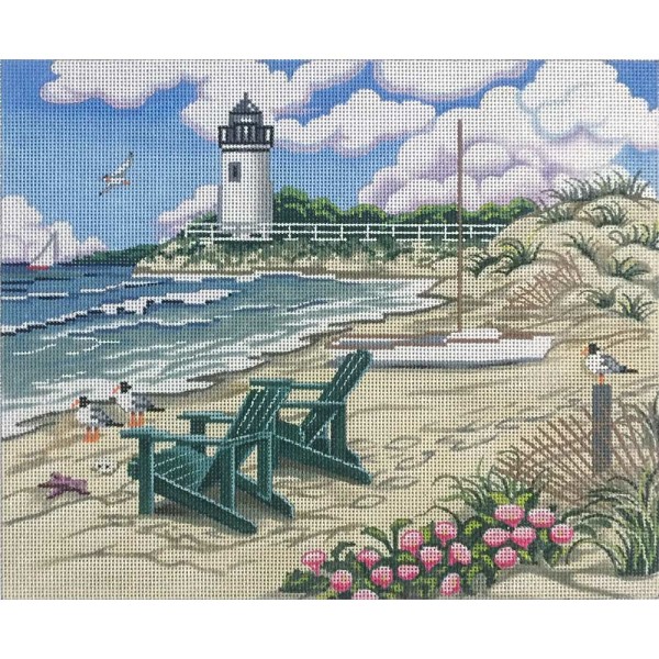 click here to view larger image of Beach Scene With Lighthouse (hand painted canvases)