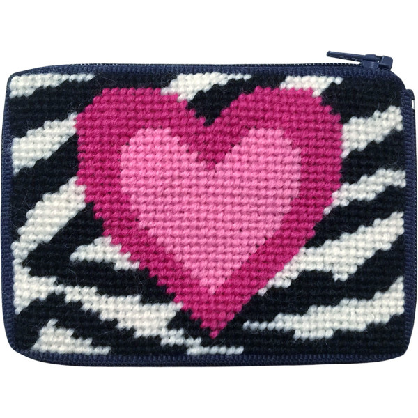 click here to view larger image of Zebra Heart Coin Case (needlepoint kits)