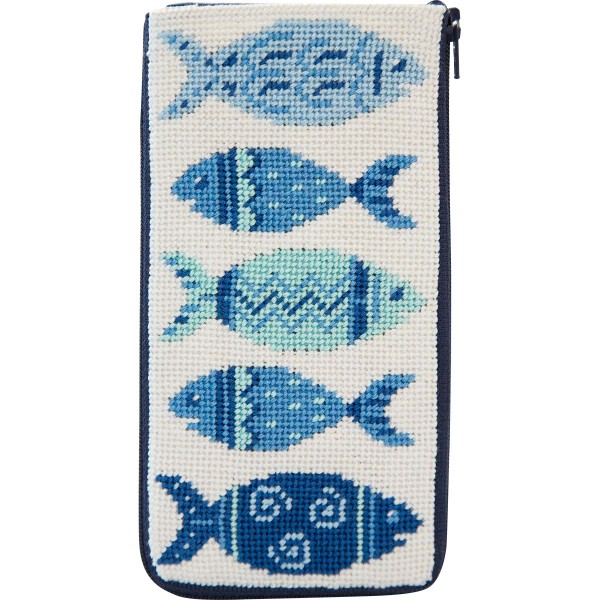 click here to view larger image of Blue Fishes Eyeglass Case (needlepoint kits)