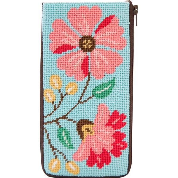 click here to view larger image of Pink Flowers Eyeglass Case (needlepoint kits)