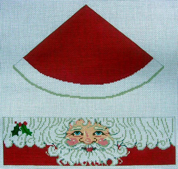 click here to view larger image of Santa Face w/Hat Round Hinged Box (hand painted canvases)