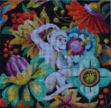 click here to view larger image of Floral/White Monkey (hand painted canvases)