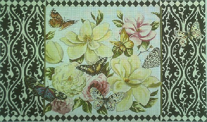 click here to view larger image of Magnolias/Butterflies - 18 Count (hand painted canvases)