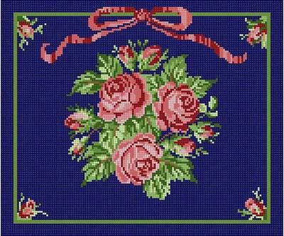 click here to view larger image of Roses On Blue (hand painted canvases)