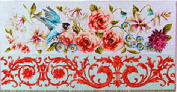 click here to view larger image of Parakeets/Floral (hand painted canvases)