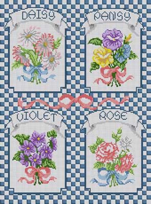 click here to view larger image of Four Flowers (hand painted canvases)
