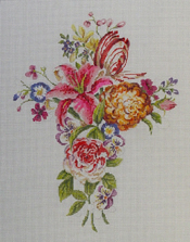 click here to view larger image of Floral Cross (hand painted canvases)