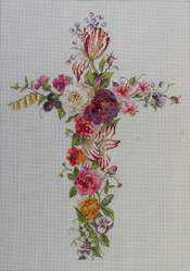 click here to view larger image of Floral Cross (hand painted canvases)
