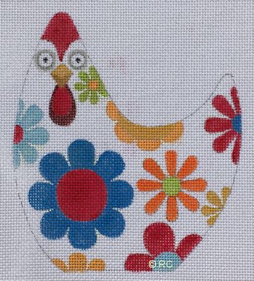 click here to view larger image of White Floral Chicken (hand painted canvases)