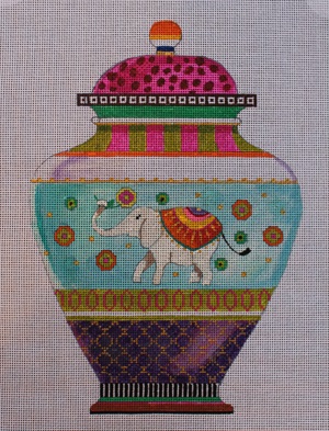 click here to view larger image of Urn - Whimsy Elephant (hand painted canvases)