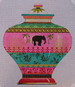 click here to view larger image of Urn - Elephant (hand painted canvases)