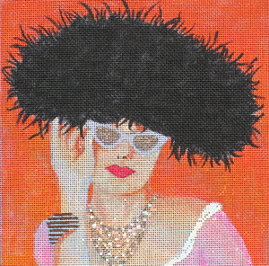 click here to view larger image of Woman in Black Fur Hat (hand painted canvases)