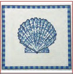 click here to view larger image of Scallop Shell In Ocean Blue - 18ct (hand painted canvases)