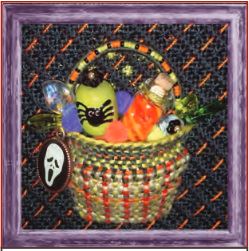 click here to view larger image of Tiny Halloween Tricks Basket (hand painted canvases)