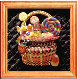 click here to view larger image of Tiny Halloween Treats Basket (hand painted canvases)