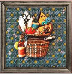 click here to view larger image of Tiny Stitching Basket (hand painted canvases)